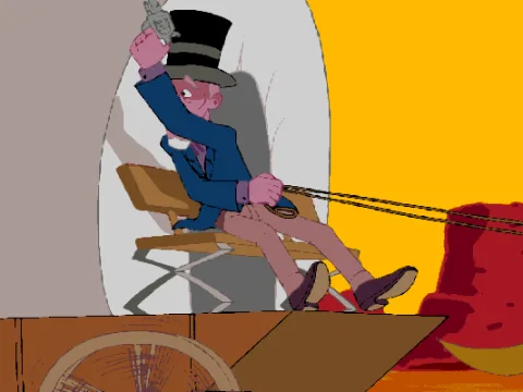 
											It all begins when this old peddler gets chased by the rustlers for his golden skull... (intro)