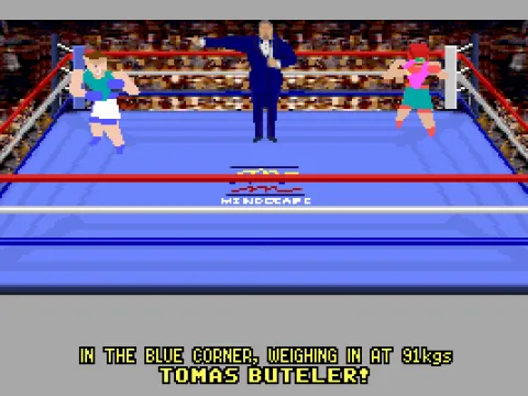 
											And on the blue corner...