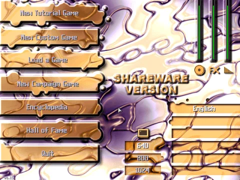 
											Main menu (shareware version).