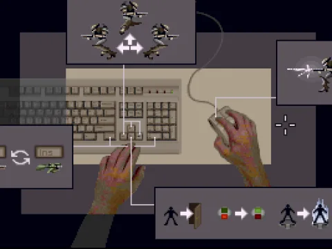
											The controls; using the mouse you can fire in one direction while running in another direction