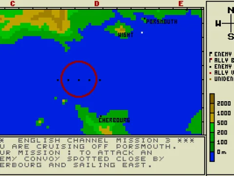 
											Mission briefing. In this assignment in the English Channel, we have to pursue and sink a German convoy.