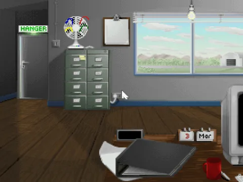 
											The main menu looks a lot like an office.