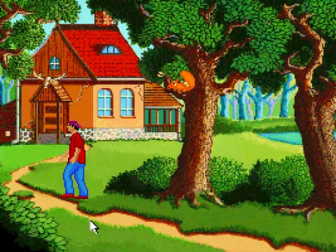 
											Walking towards a house.
