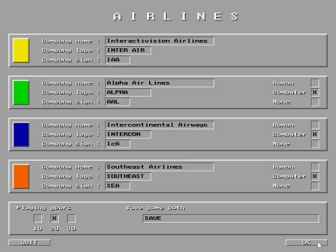 
											Player setup screen