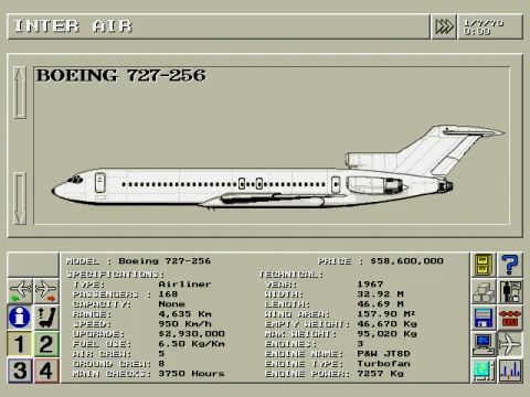 
											Technical data for Boeing 727-256