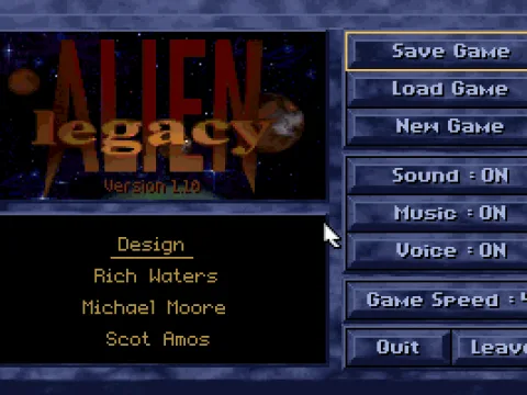 
											Options screen