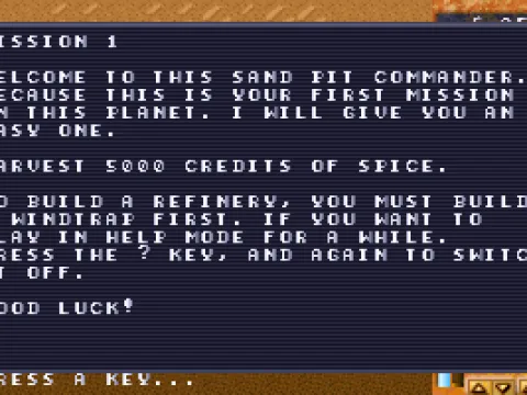 
											The first mission's briefing.