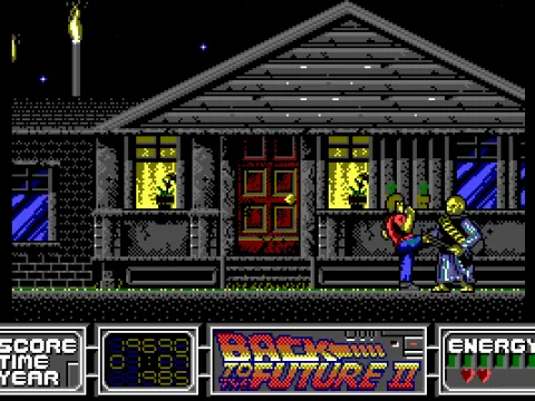 
											Level 3: Side-scrolling beat-em-up sequence in a hostile 1985.