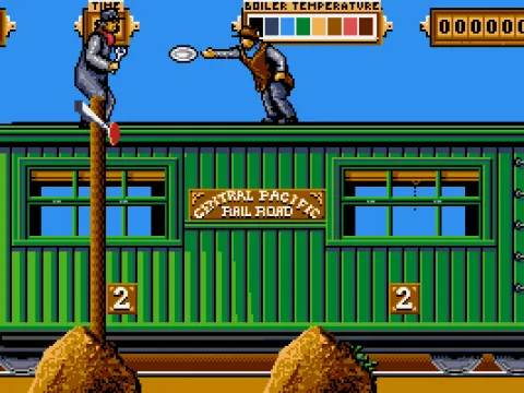 
											Jump and duck obstacles that whiz by while the train gains speed.