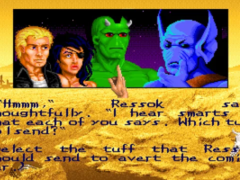 
											Choose your character: Human Male, Hybrid Woman, or Green Mutant