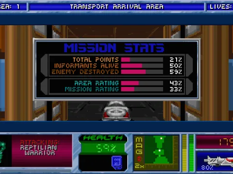 
											Warning: Gawking at your mission percentages while under attack by slimy Reptilian Warriors is not recommended.