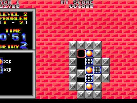 
											Here are a couple of three block sets. Use careful planning and strategy to get all three blocks at once.  If you leave one, you won't pass the level. Blocks MUST be eliminated at least two at a time.