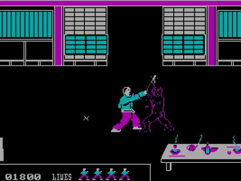
											Punching a ninja in the face as he throws stars.