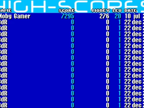 
											High score table