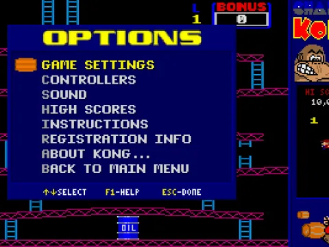 
											The Options menu.