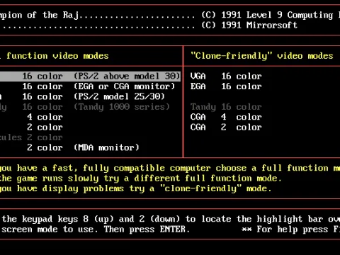 
											An unusually varied assortment of possible graphics modes