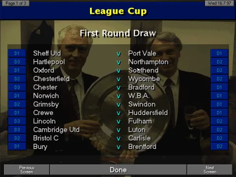 
											The First Round Draw shows the teams playing in this league.