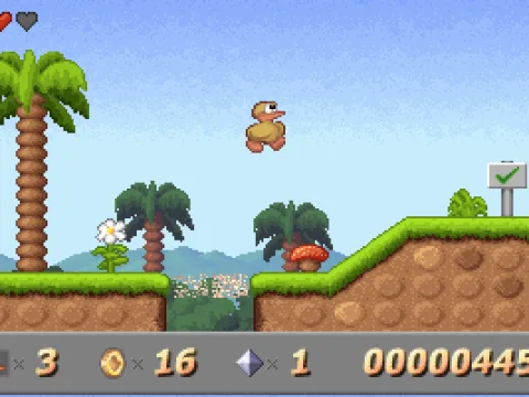 
											The floor crumbles away; on the right, a save point