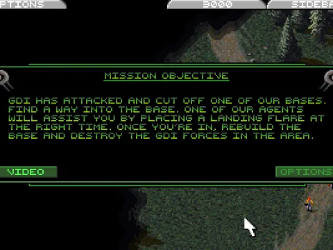 
											Briefing of a Nod mission. <i>The Covert Operations</i> does not have any new FMV briefings, although it does show animated cutscenes.