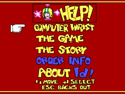 
											Help menu, with all sorts of useful info... (EGA)