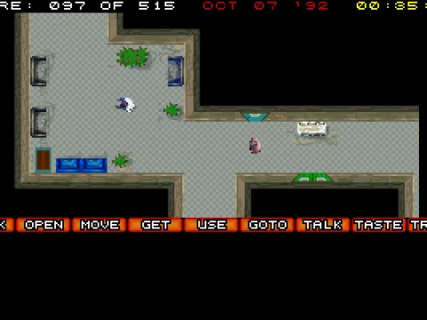 
											One of the top-down scenes. You have to evade the guards.