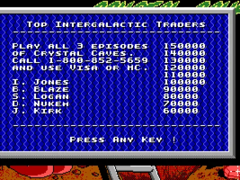 
											High Scores screen