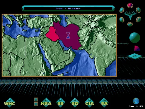 
											So the big purple one is Iran, be smaller red one is Iraq. And that hourglass symbol is where I'm going to send my US-made nuclear device!