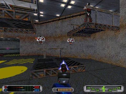 
											Trying to shoot down flying robots