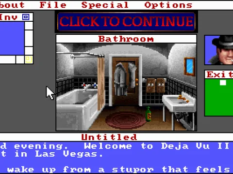 
											This is where you start, in a sleazy cheap hotel room. Oh, you're naked too... (VGA)