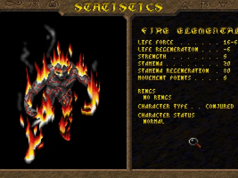
											Character statistics display