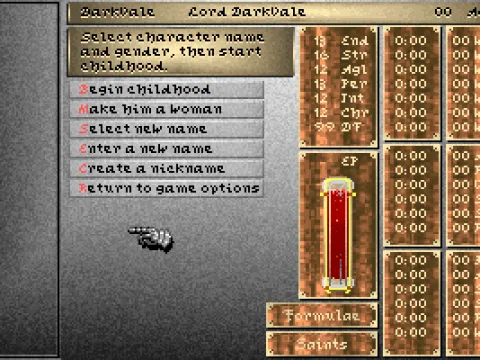 
											Character creation