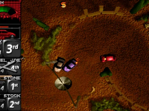 
											Desert Run - firing on purple car