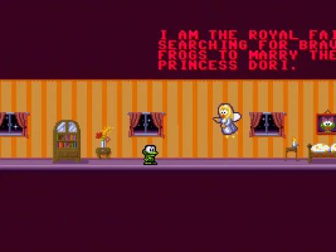 
											Royal Fairy encourages you to ask the king for his daughter (from the opening intro)