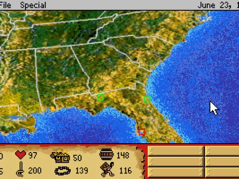 
											The map. As the game progresses new locations will be available