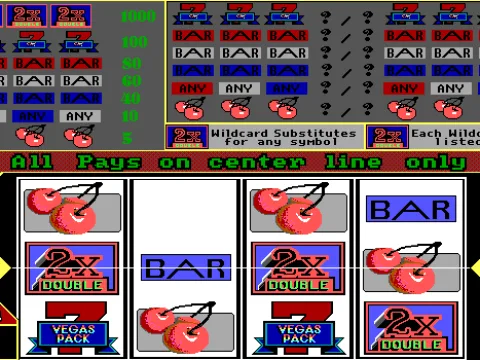 
											This is the game screen. 
The player's mouse is 'trapped' in the small area with the SPIN, BET and amount buttons