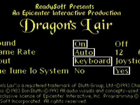 
											Setup options and copyright notice
Fine tuning to your system (usually dosbox) can take hours to perform- just skip it.