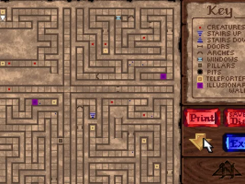 
											The automap is a very welcome addition to the Eye of the Beholder engine.  You can even see monsters in any place you've already explored.
