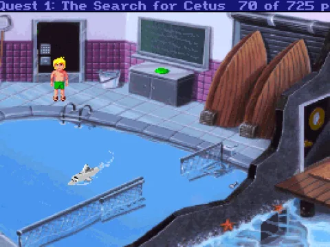 
											Adam watches the dolphin he and his father rescued