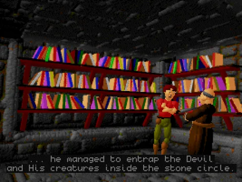 
											Talking to the librarian monk