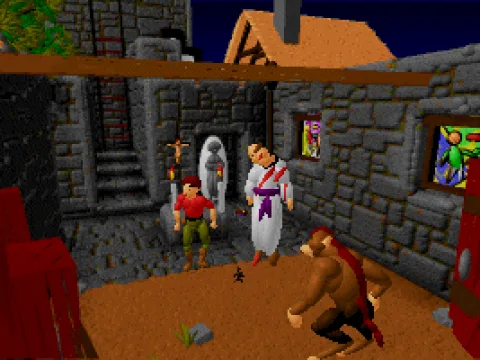 
											The werewolf corners the hero in a church