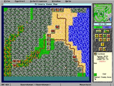 
											In this fantasy scenario, dwarf forces start in the south east of the map.
