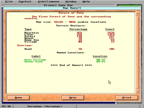 
											Map report screen.