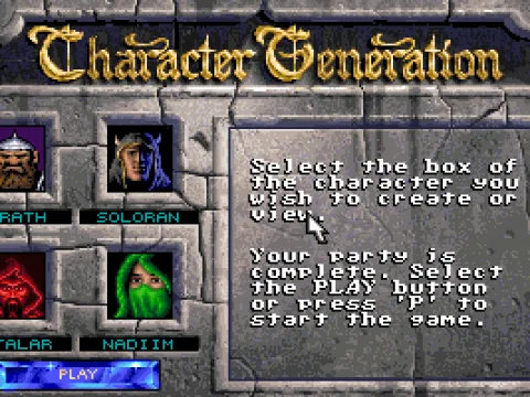 
											Character generation