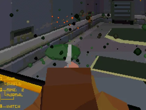 
											Blasting one of the Morphs (game can quickly shift between few different resolutions, though).