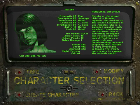 
											You can select one of the three pre-generated characters...