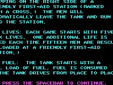 
											Instructions before the start of the game (CGA)