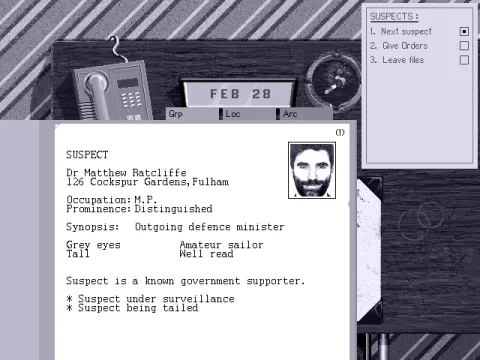 
											Read personal files of the suspects