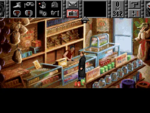 
											Like in most Sierra games of the time, interaction icons can be hidden or shown during gameplay