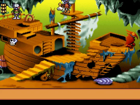
											The Bottom of the Sea: Your journey takes you almost everywhere, e.g. to the bottom of the sea, into strange dreams, to hell. You name it! Come to think of it: logic or causality arent winners in the land of Gobliins 2. But fun is!