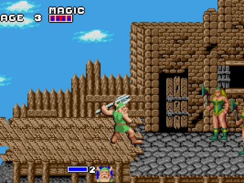 
											Having jumped over the broken bridge, you find two female warriors awaiting you.